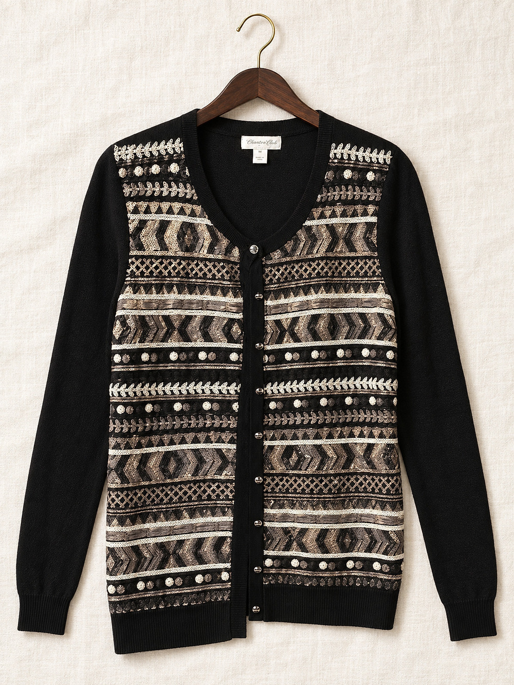 ⚜️ Sequin & Beaded Cardigan | M Black Gold 💗